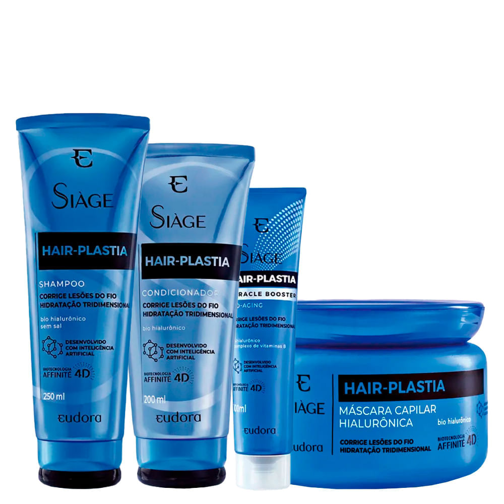 Kit Eudora Siàge Hair Plastia Com 3 Produtos + Leave-in Pro-aging 100ml