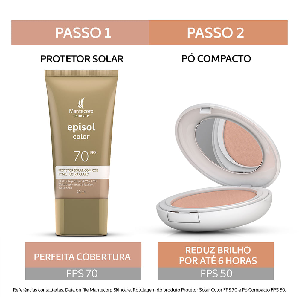 Protetor Solar Facial Mantecorp Episol Color Tom 1 Extra Claro FPS 70 40ml