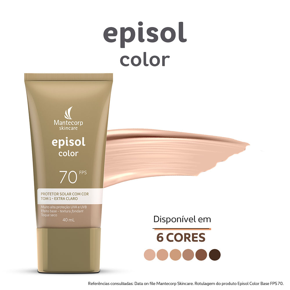 Protetor Solar Facial Mantecorp Episol Color Tom 1 Extra Claro FPS 70 40ml