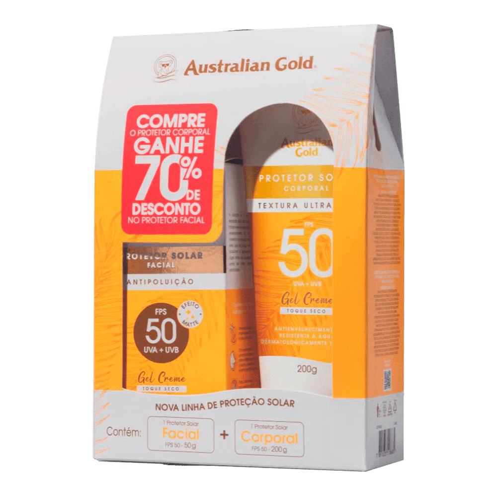 Kit Australian Gold Protetor Solar Facial 50g + Protetor Solar Corporal 200g