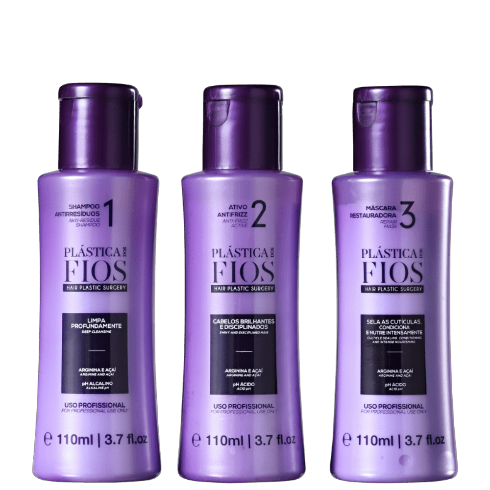 Kit Profissional Plástica Dos Fios Cadiveu Shampoo 110ml + Selagem Térmica 110ml + Máscara 110ml