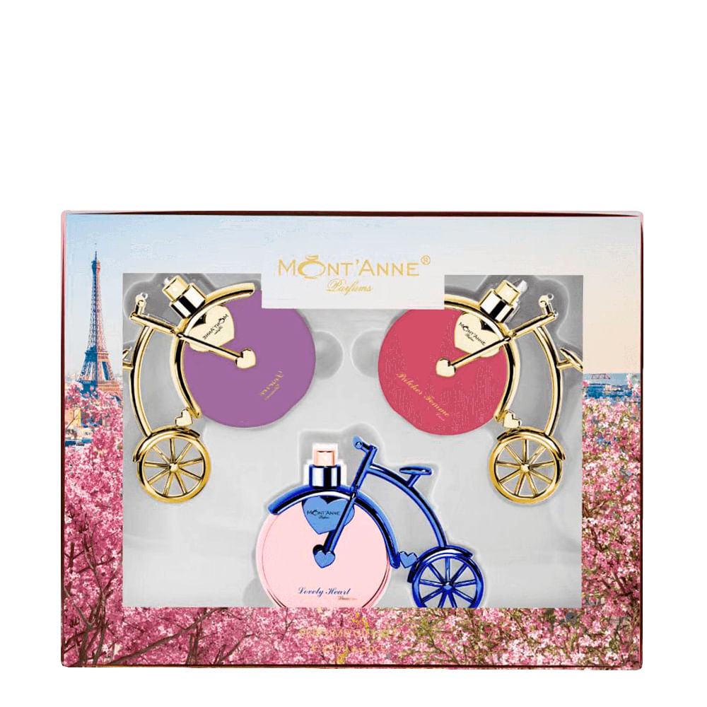 Kit Perfumes Mont'Anne Deserve Glamour 25ml + Pulcher Femme Luxe 25ml + Lovely Heart Luxe 25ml