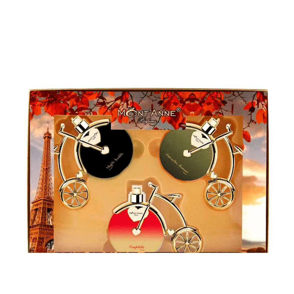 Kit Perfumes Mont'anne Feminino Black Sight Luxe 25ml + Odoratus Femme Luxe 25ml + Ocupletis Luxe 25ml