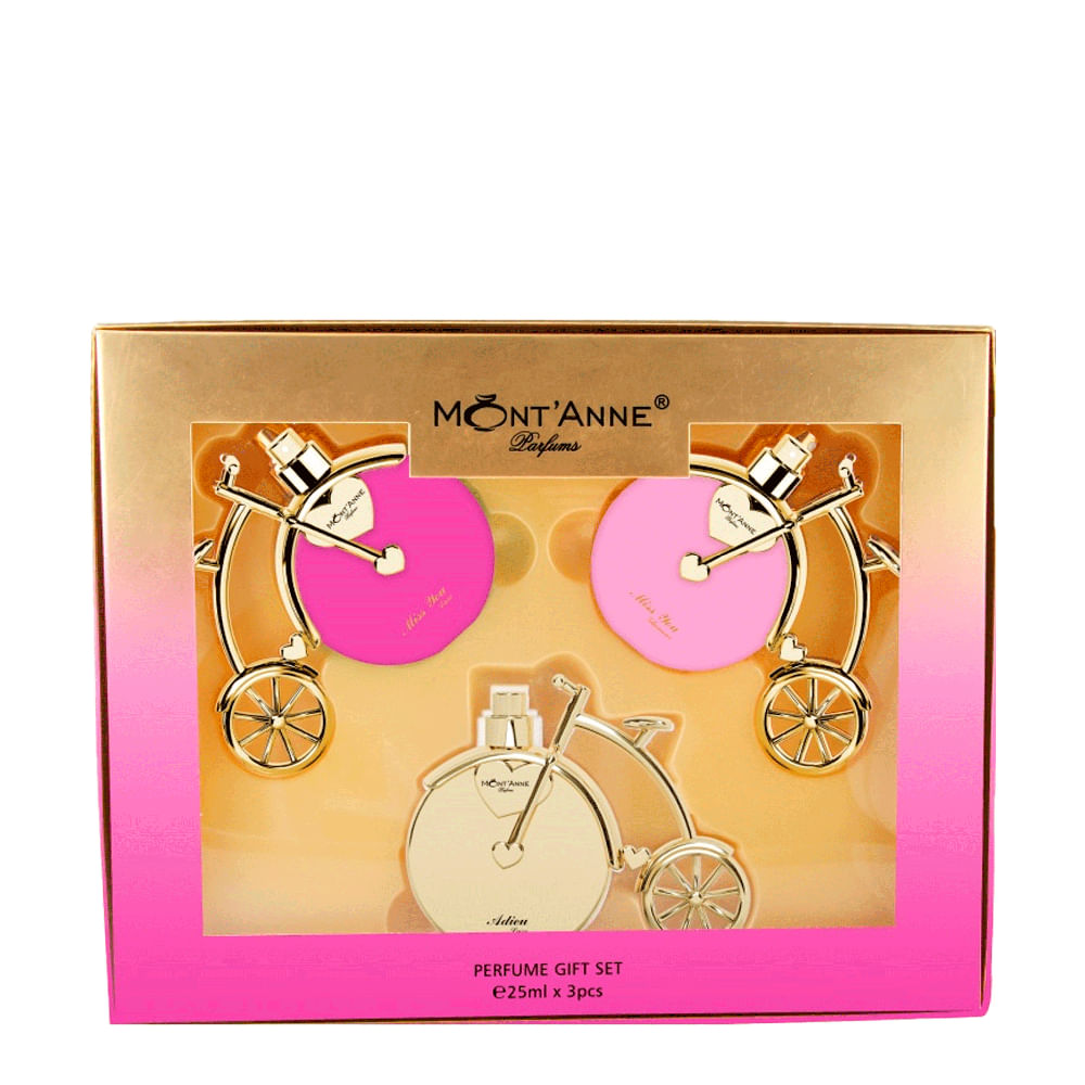 Kit Perfumes Mont'Anne Feminino Miss You Luxe 25ml + Miss You Glamour 25ml + Adieu Luxe 25ml