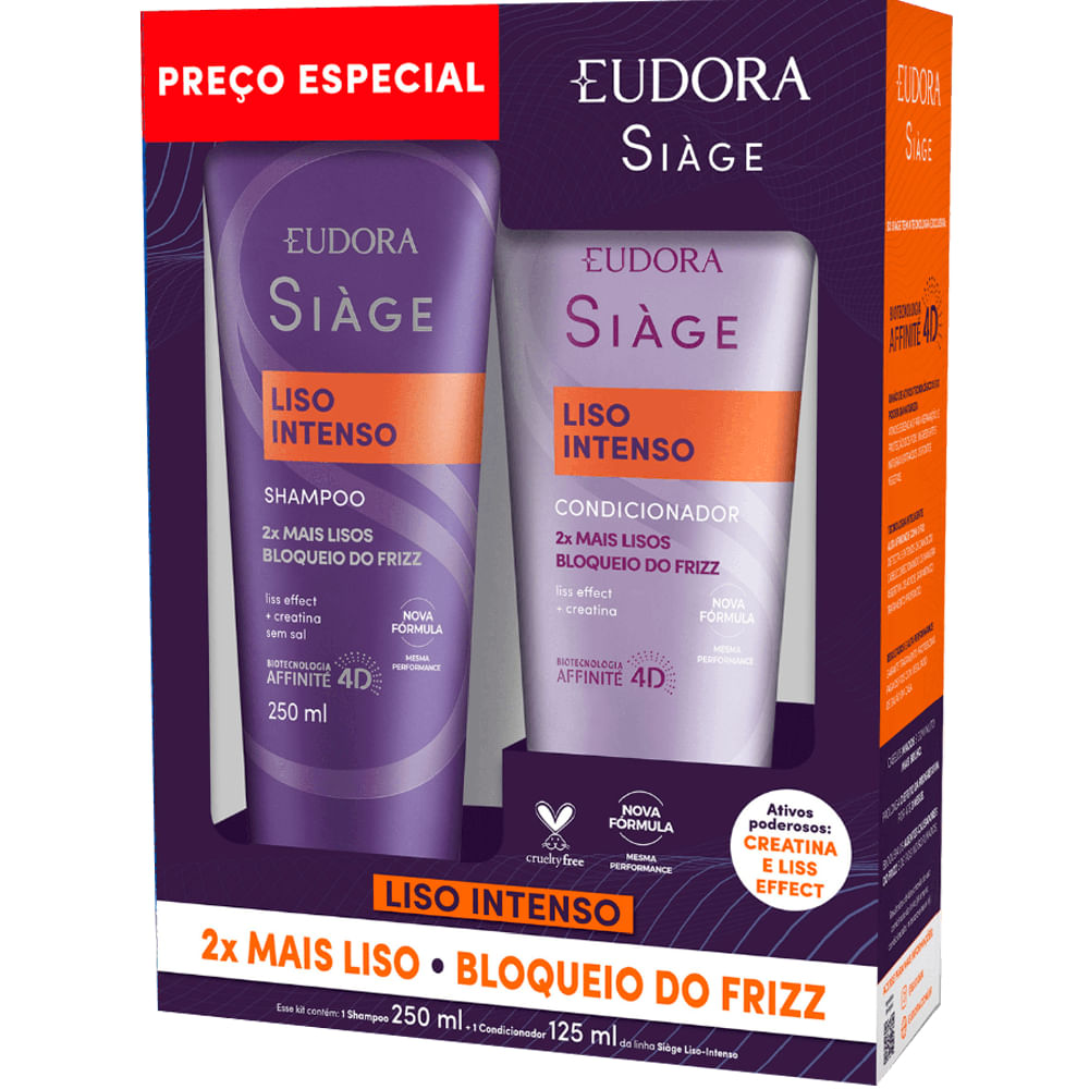 Kit Eudora Siàge Liso Intenso Shampoo 250ml + Condicionador 125ml