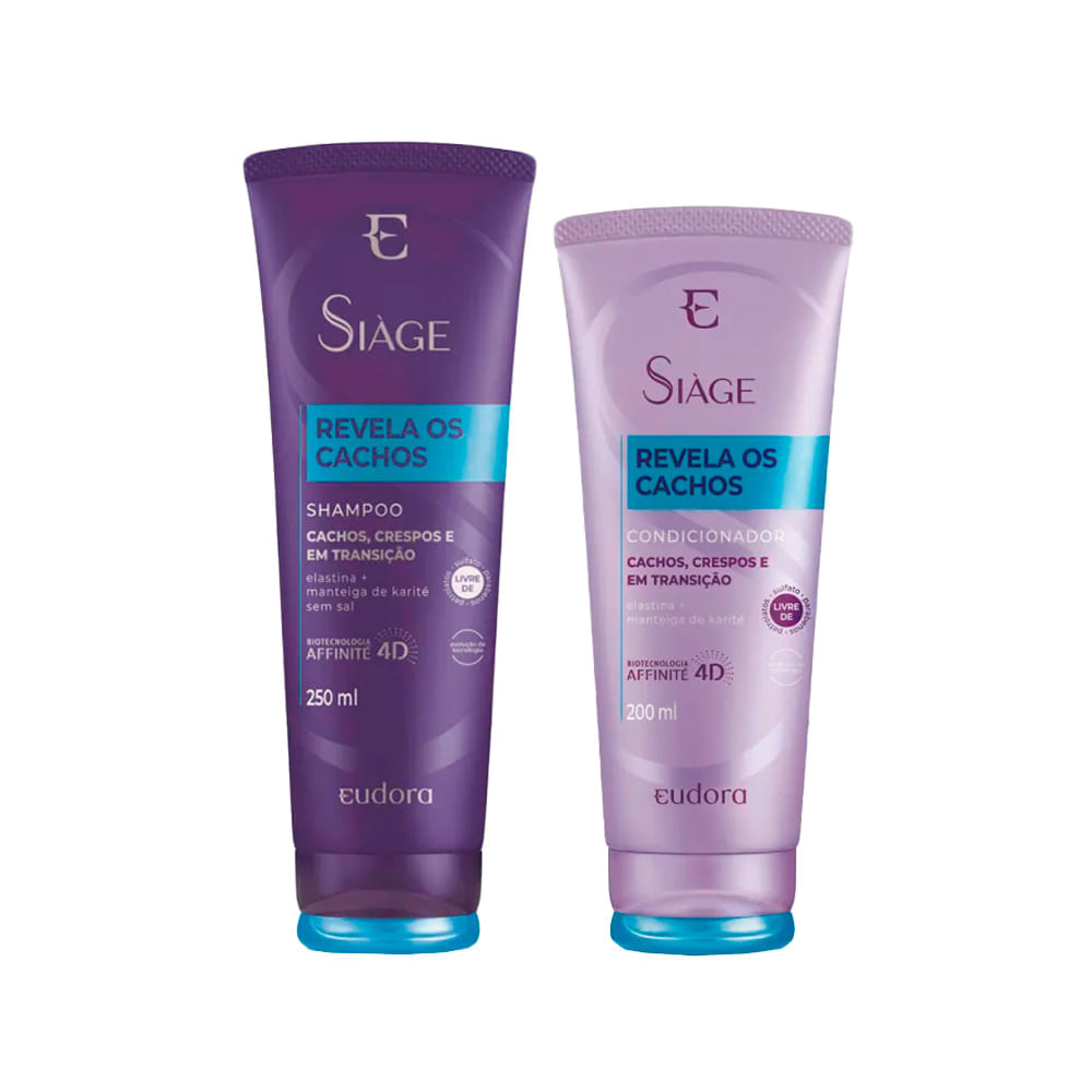 Kit Eudora Siáge Revela os Cachos 4D Shampoo 250 ml + Condicionador  200 ml