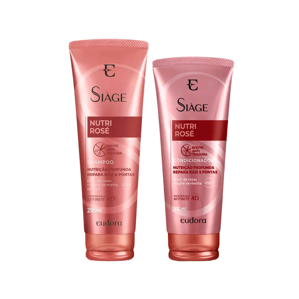 Kit Eudora Siáge Nutri Rose 4D Shampoo 250 ml + Condicionador 200 ml