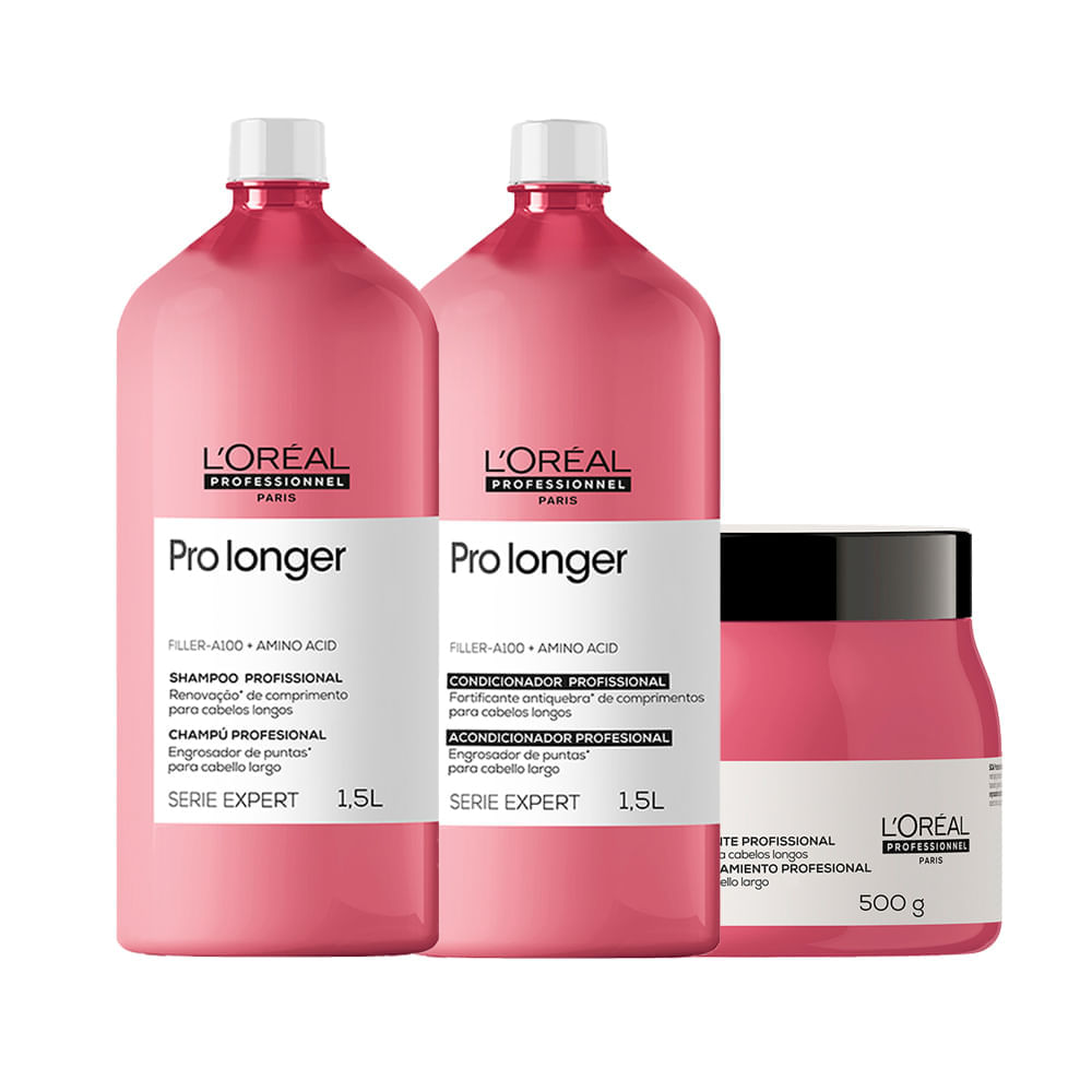 Kit L'oréal Professionnel Serie Expert Pro Longer Shampoo 1500 Ml + Condicionador 1500 Ml + Máscara 500 G