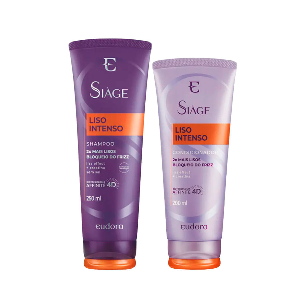 Kit Eudora Siáge Liso Intenso 4D Shampoo 250 ml + Condicionador 200 ml