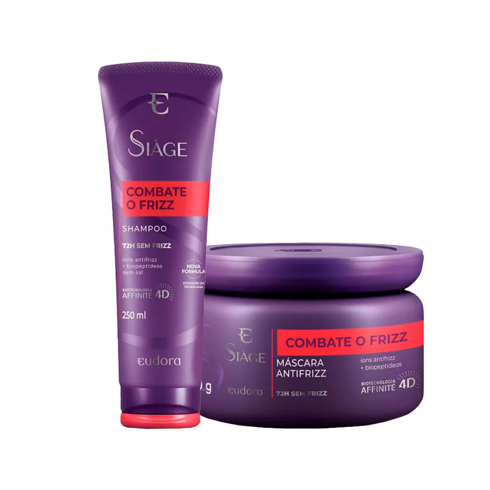 Kit Eudora Siáge Combate o Frizz Shampoo 250 ml + Máscara Antifrizz 250 g