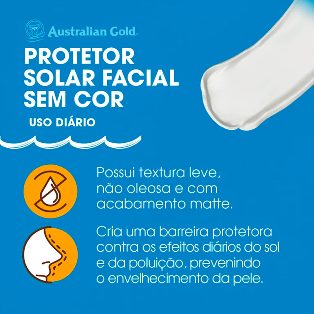 Protetor Solar Facial Matte Australian Gold FPS 70 50g