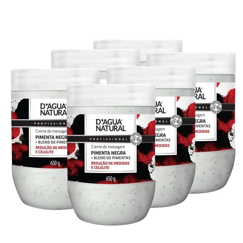 Combo 6x Creme Pimenta Negra  Dagua Natural 650g