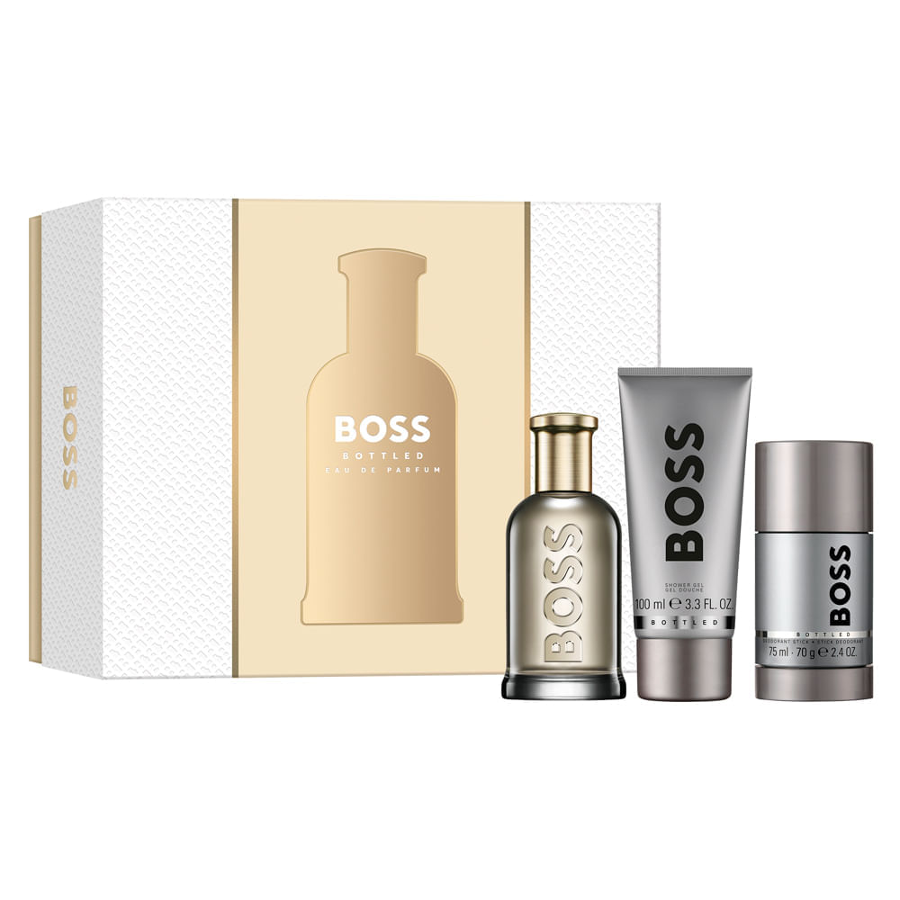 Kit Hugo Boss Bottled Fragances Edp Perfume Masculino 100ml + Desodorante 75ml + Gel de Banho 100ml
