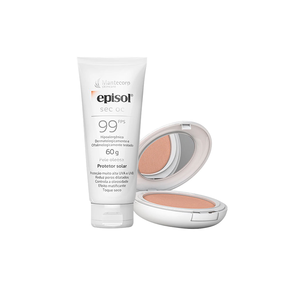 Kit Cuidado da Pele Mantecorp Protetor Solar Facial FPS 99 60 g + Protetor Solar em Pó FPS 50 Clara 10 g
