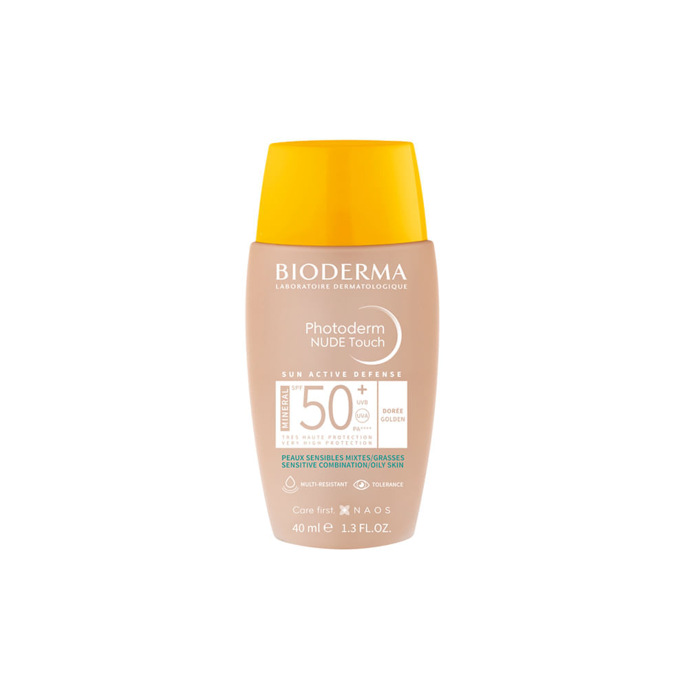Protetor Solar Facial Matte FPS 50+ Bioderma Photoderm Nude Touch Dourado 40 ml