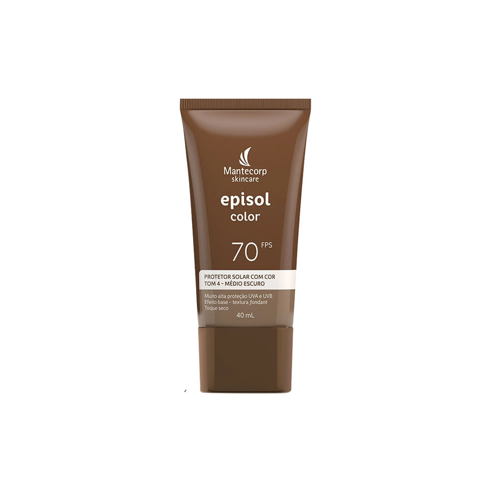 Protetor Solar Facial Mantecorp Episol Color Tom 4 Médio Escuro FPS 70 40 ml