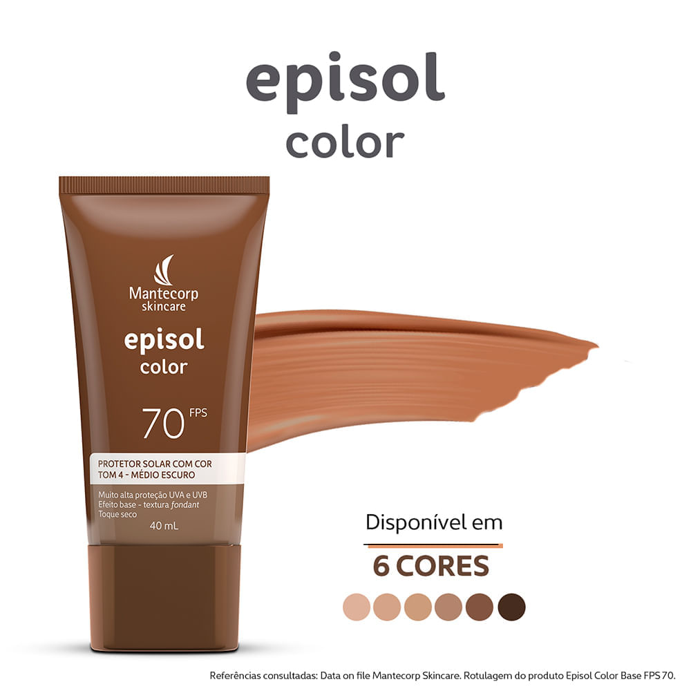 Protetor Solar Facial Mantecorp Episol Color Tom 4 Médio Escuro FPS 70 40 ml