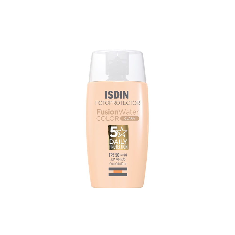 Protetor Solar Facial com Cor Isdin Fusion Water 5 Stars Color FPS 50 Clara 50 ml