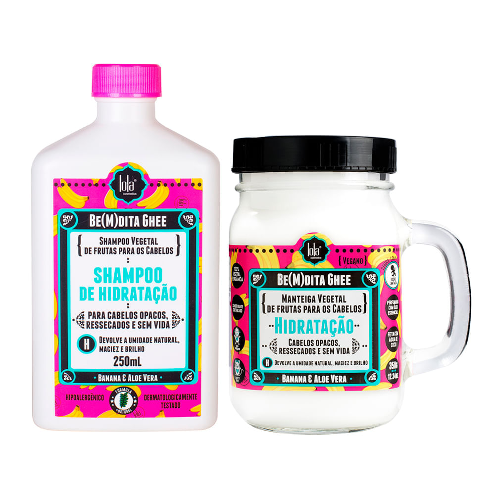 Kit Lola Cosmetics Hidratação  Be(m)dita Ghee Shampoo de Hidratação 250 ml + Máscara de Hidratação 350 g