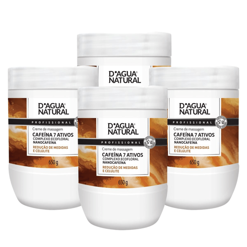 Combo 4x Creme Cafeína 7 Ativos Dagua Natural 650g
