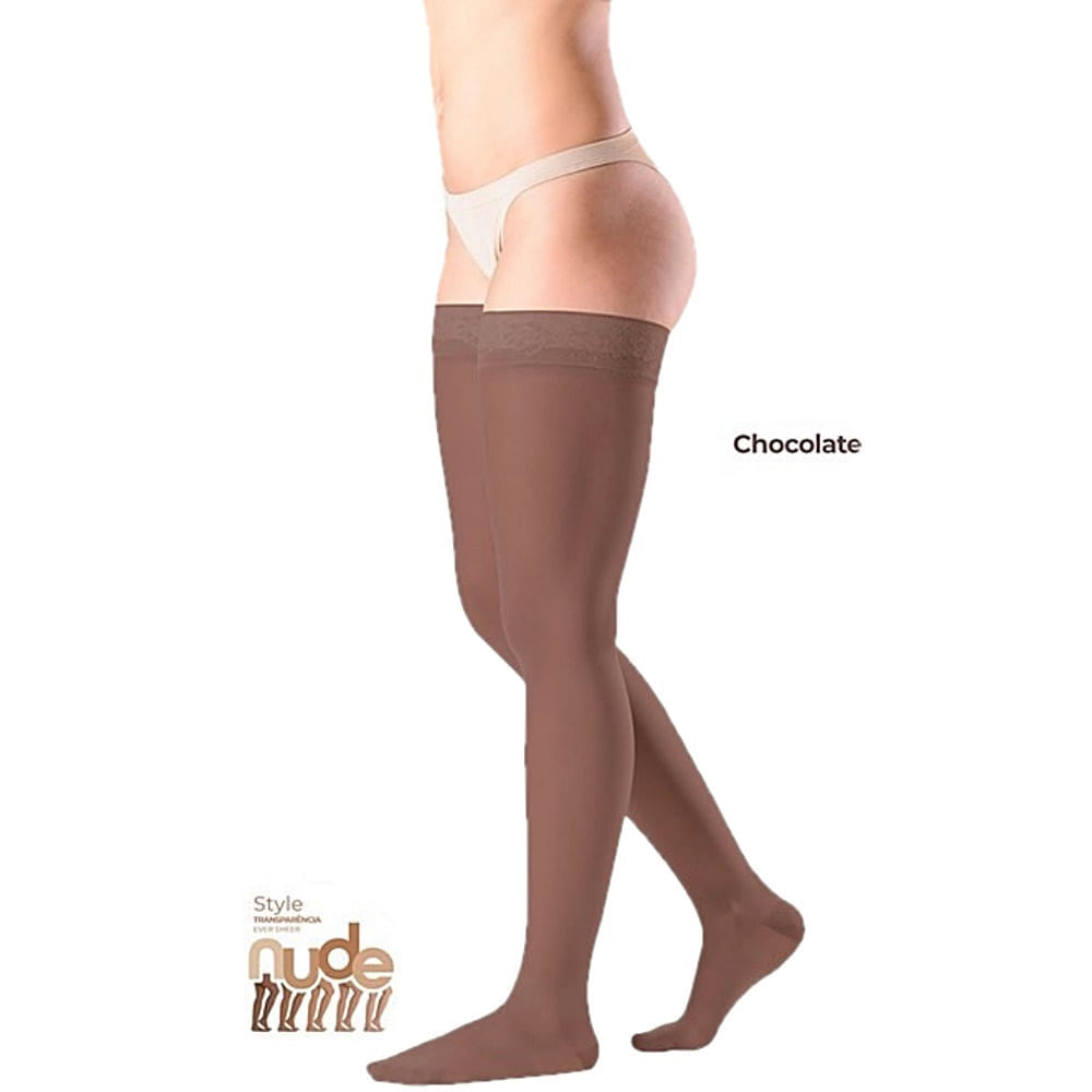 Meia Sigvaris 7/8 Ever Sheer 20-30 mmHg Aberta cor Chocolate Tamanho G3