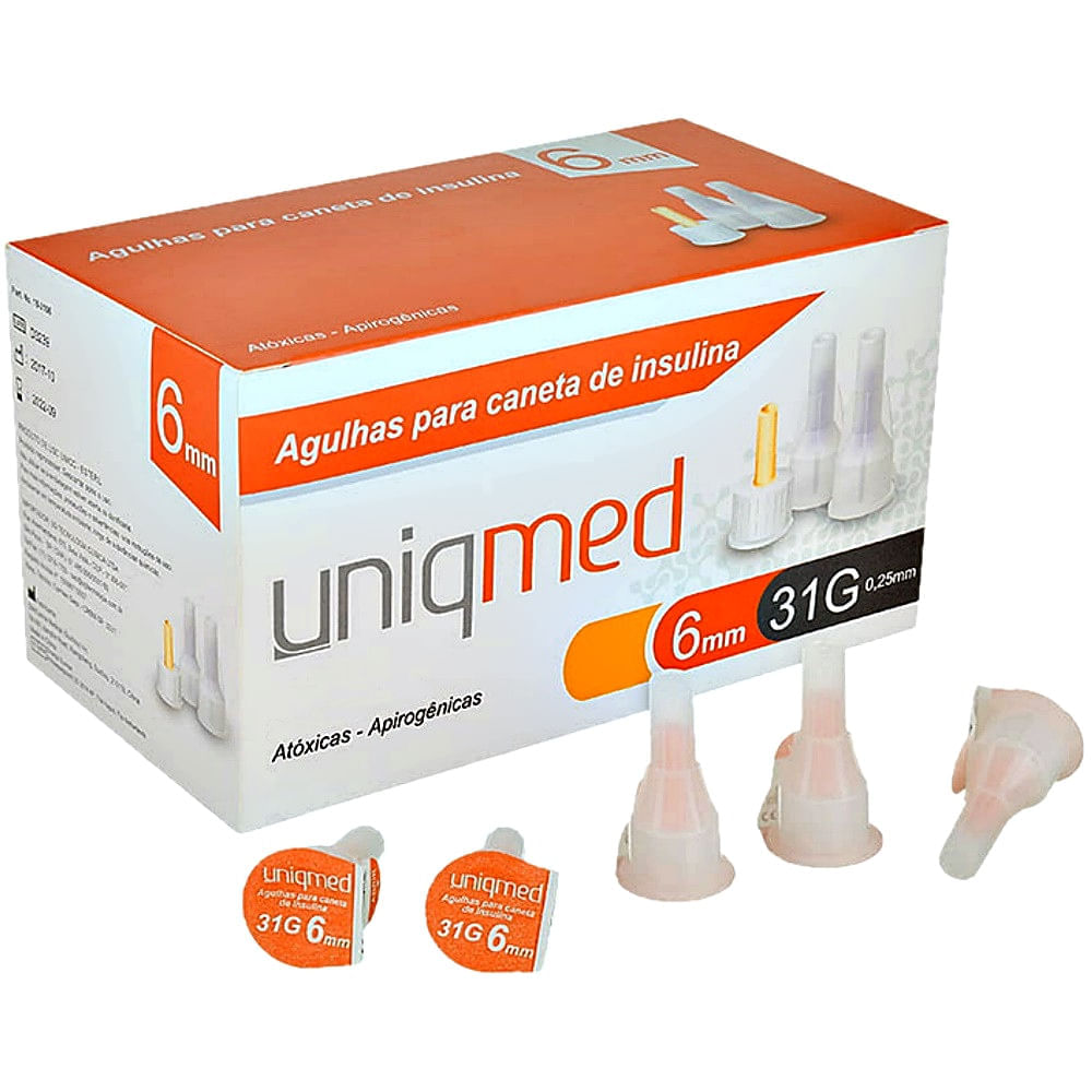 Agulha de Caneta Uniqmed Insulina 6mm 31g
