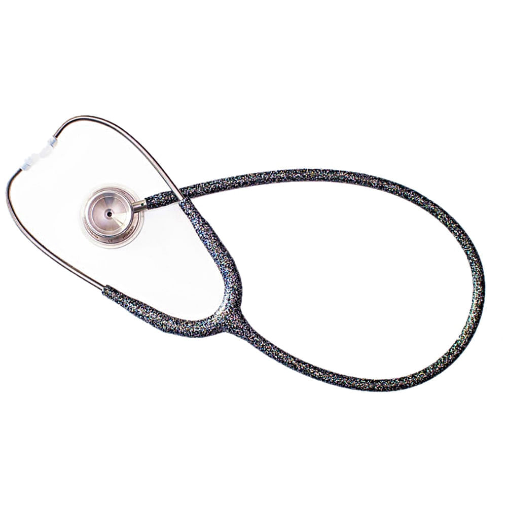 Estetoscópio Incoterm Mdf Cabeça Dupla Cor preto com Glitter Ref. 0142
