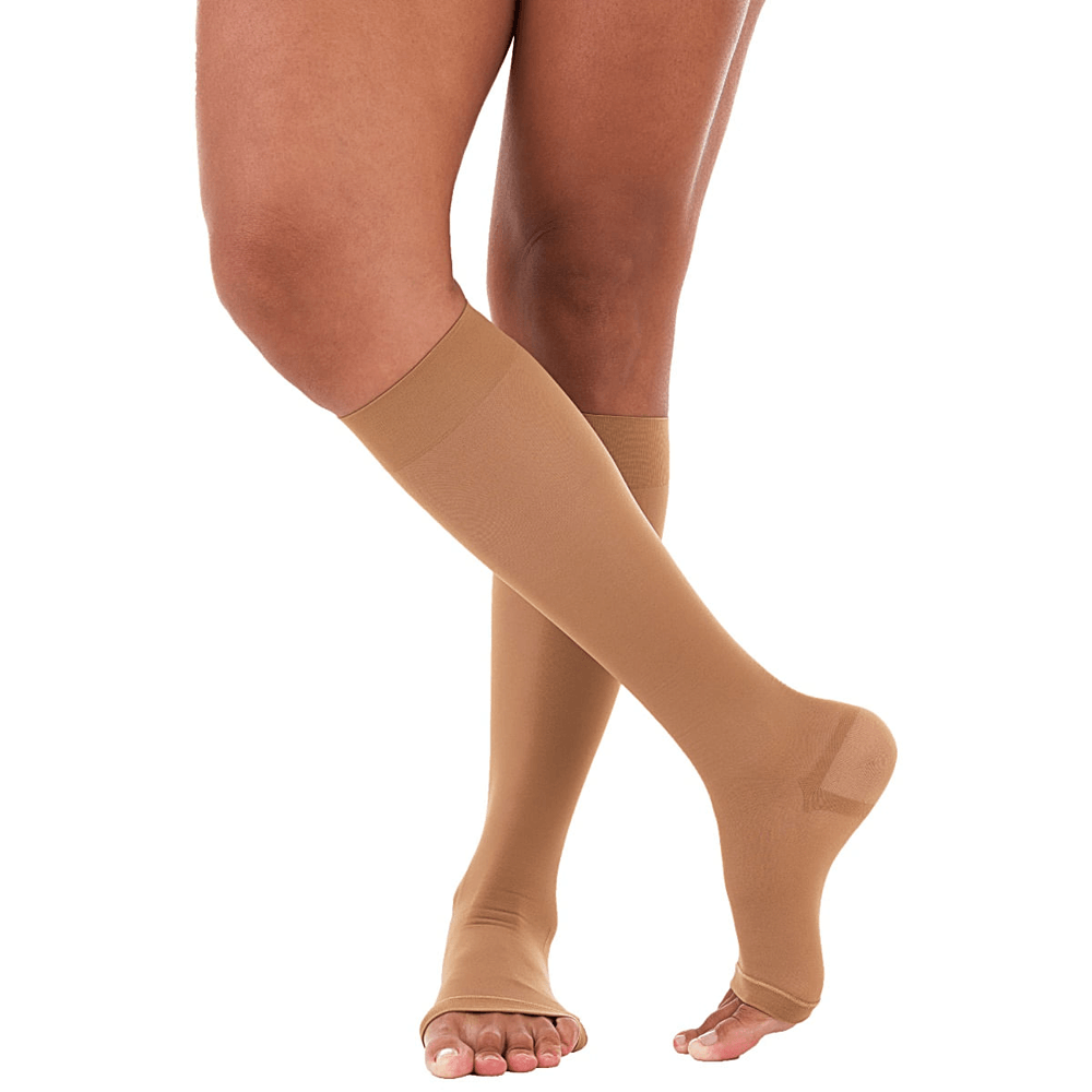 Meia De Compressão Venosan 3/4 6000 Cor Bronze 20-30mmhg Pé Aberto Tamanho Xxg