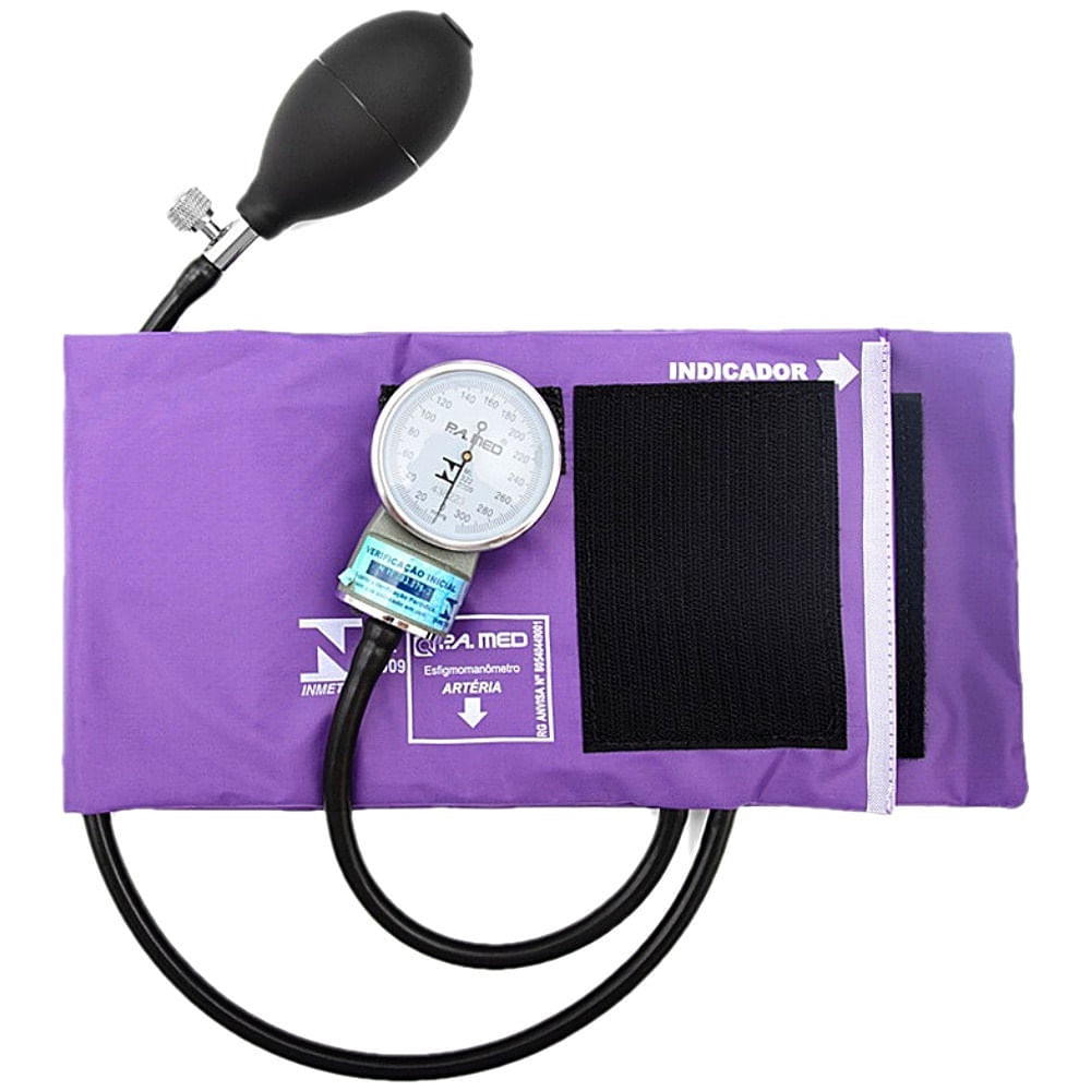 Aparelho de Pressão P.A. Med Adulto Nylon Velcro Cor Roxo