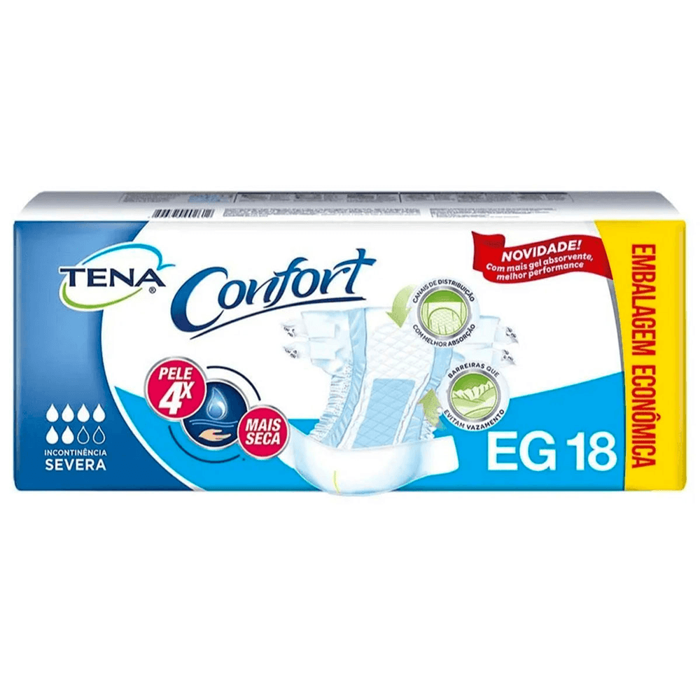 Fralda Geriátrica Tena Confort Tamanho Eg Com 18 Unidades