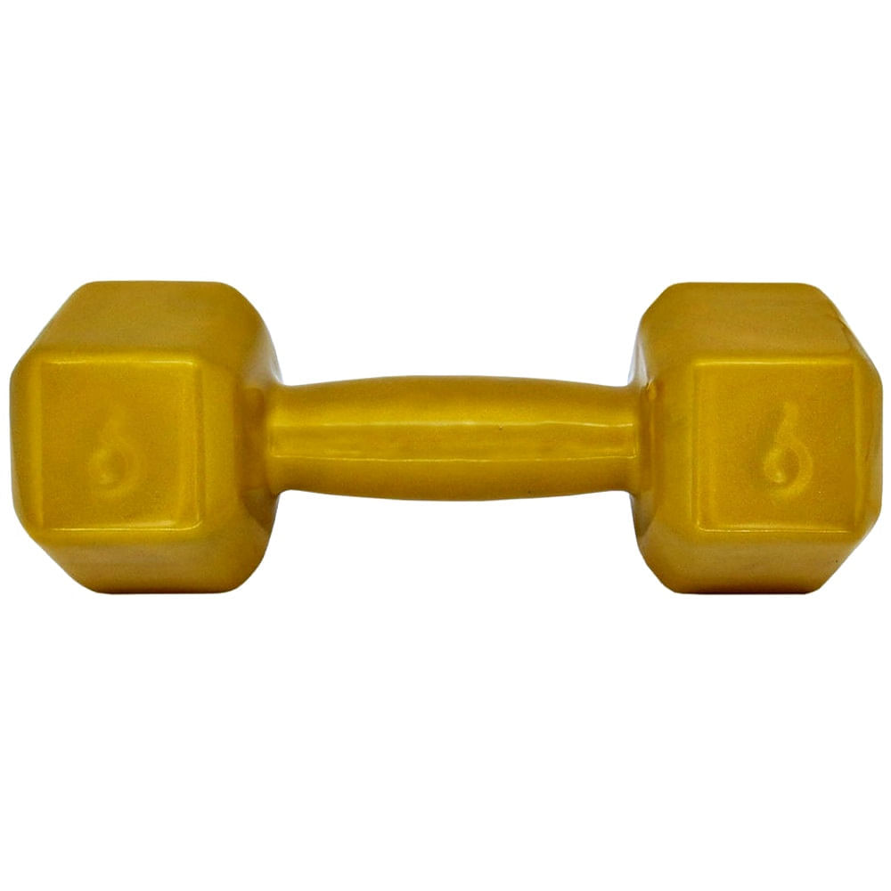 Halter Acte Sports 6kg Emborrachado Sextavado Cor Dourado 1 Unidade