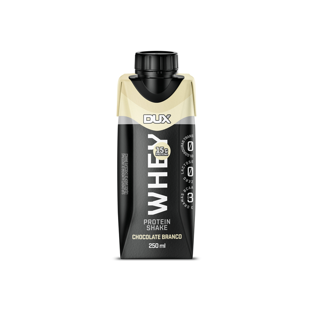 WHEY PROTEIN SHAKE SABOR CHOCOLATE BRANCO DUX NUTRITION 250ML