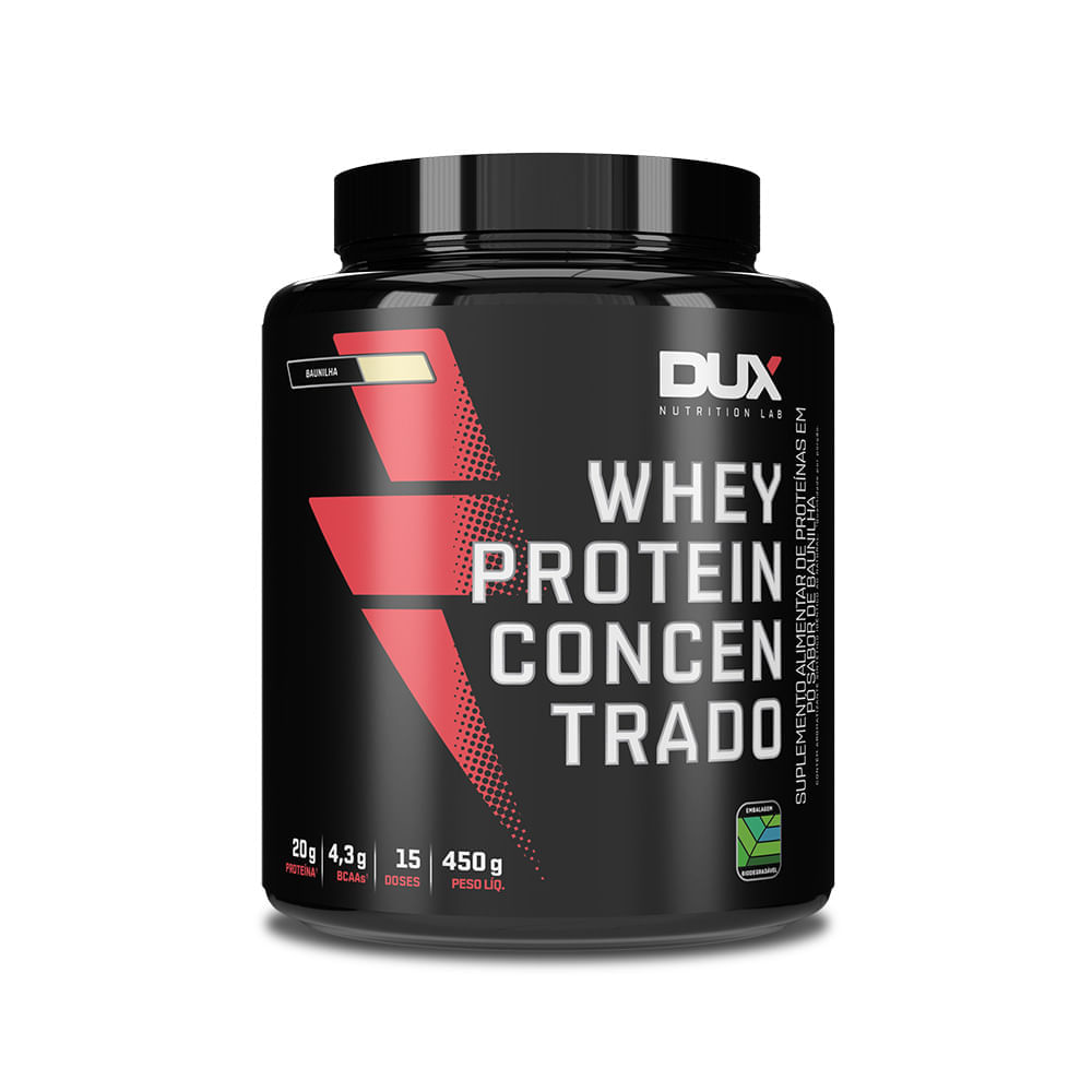WHEY PROTEIN CONCENTRADO POTE BAUNILHA DUX NUTRITION 450g