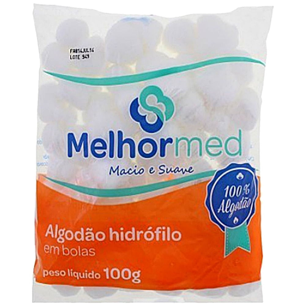 Algodão Hidrófilo em Bolas MelhorMed 100g