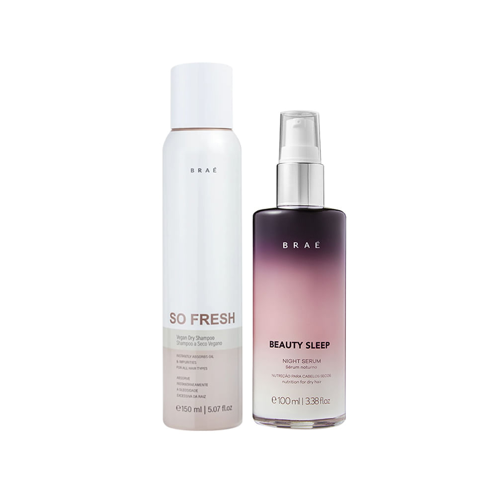 Kit Braé Shampoo à Seco Braé So Fresh 150 ml + Sérum de Reconstrução Noturno Braé Beauty Sleep 100 ml