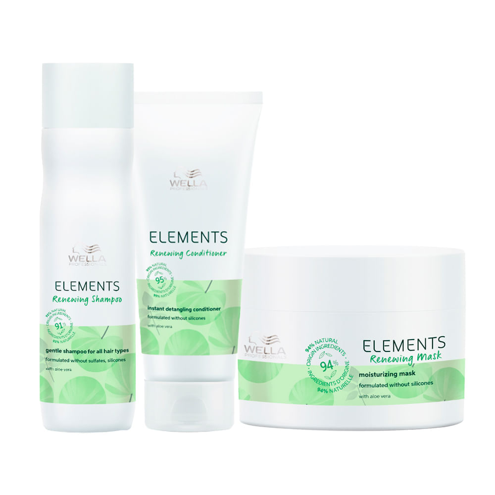 Kit Wella Professionals Elements Renewing Shampoo 250 Ml + Condicionador 200 Ml + Máscara 150 Ml
