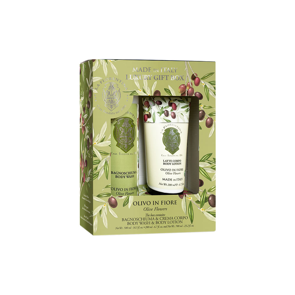 Kit La Florentina Body Care Folha de Oliveira Gel de Banho 500 ml + Loção Corporal 200 ml