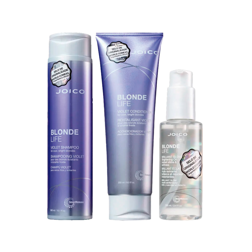Kit Joico Cuidado com Loiros Shampoo 300 ml + Condicionador 250 ml + Óleo Capilar 100 ml