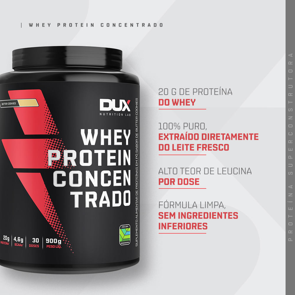 Whey Protein Concentrado Dux Nutrition Sabor Cookies 900g Cookies