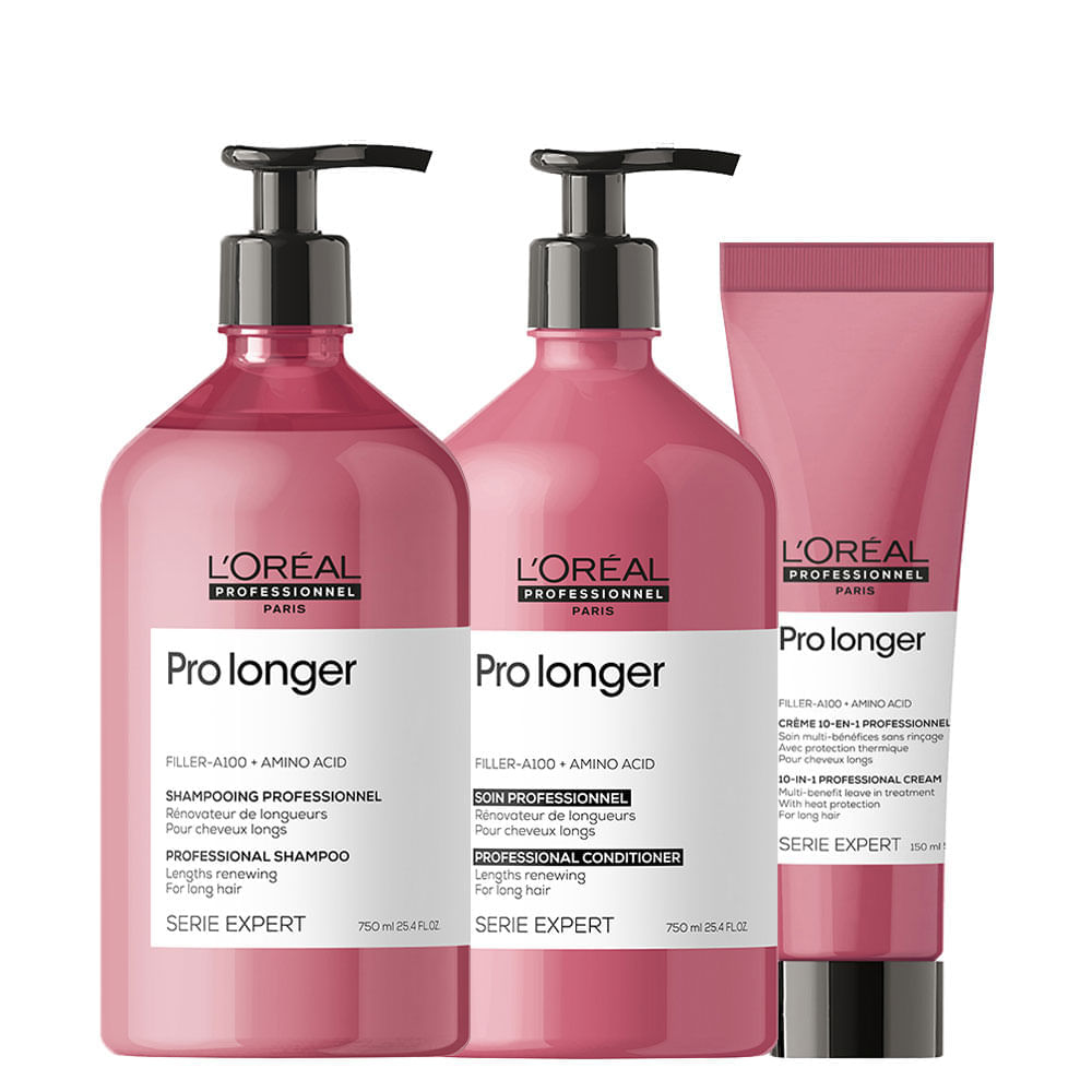 Kit L'oréal Professionnel Serie Expert Pro Longer Shampoo 750 Ml + Condicionador 750 Ml + Leave-in 150 Ml
