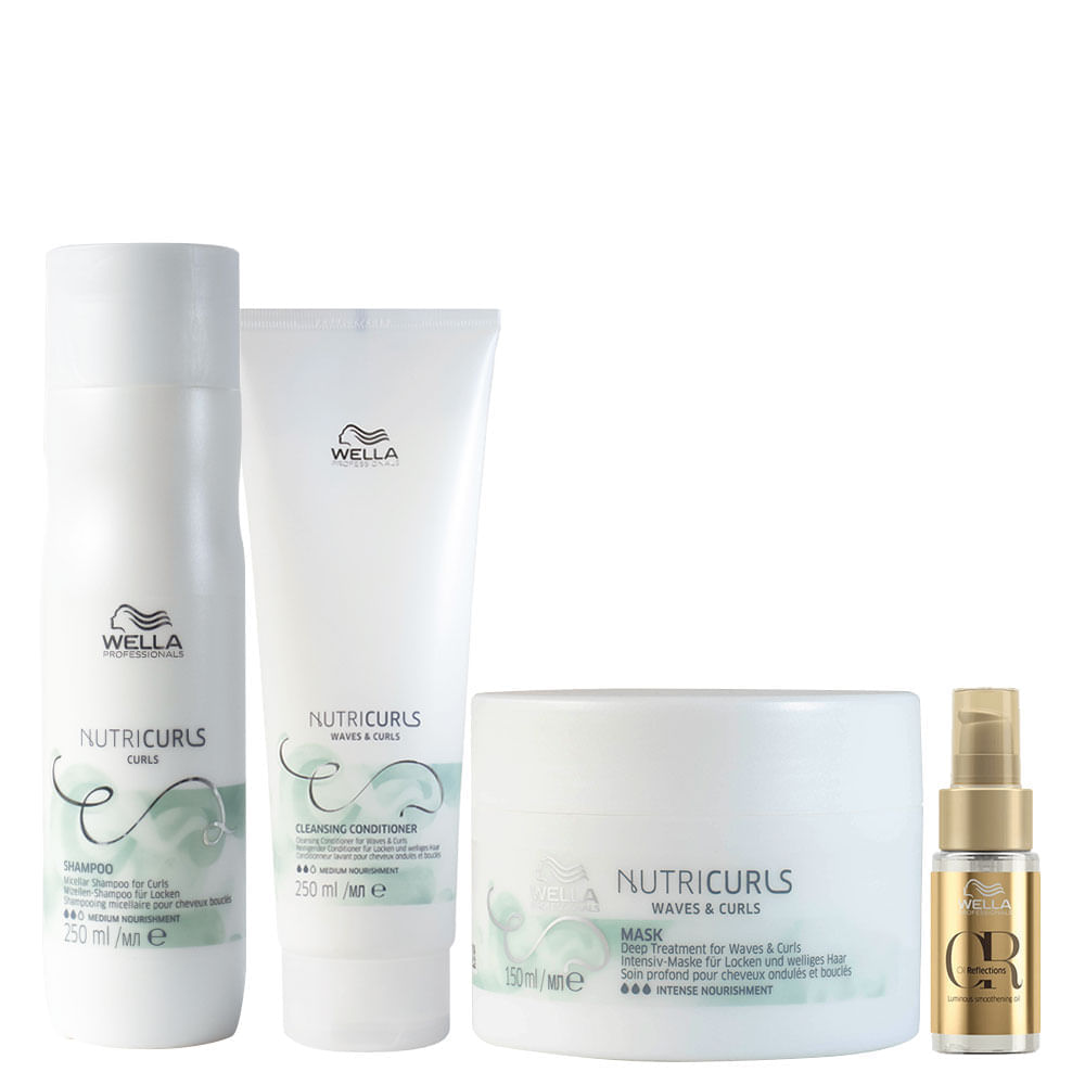 Kit Wella Professionals Nutricurls Shampoo 250 Ml + Condicionador Cowash 250 Ml + Máscara 150 Ml + Óleo 30 Ml