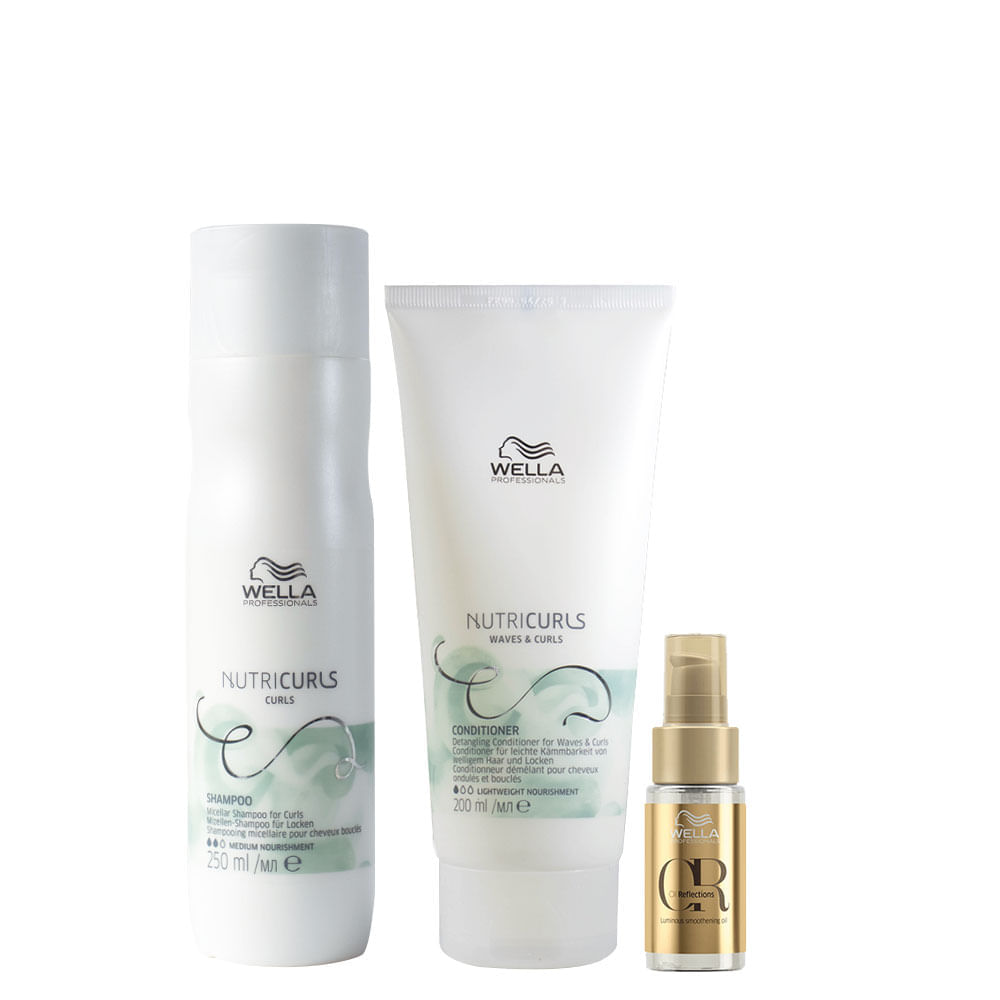 Kit Wella Professionals Nutricurls Shampoo 250 Ml + Condicionador 200 Ml + Óleo 30 Ml