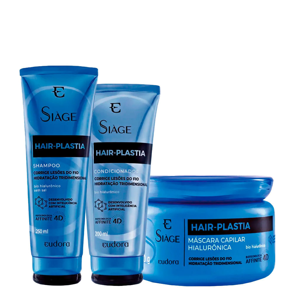 Kit Eudora Siàge Hair Plastia Shampoo 250 Ml + Condicionador 200 Ml + Máscara De Hidratação 250 G