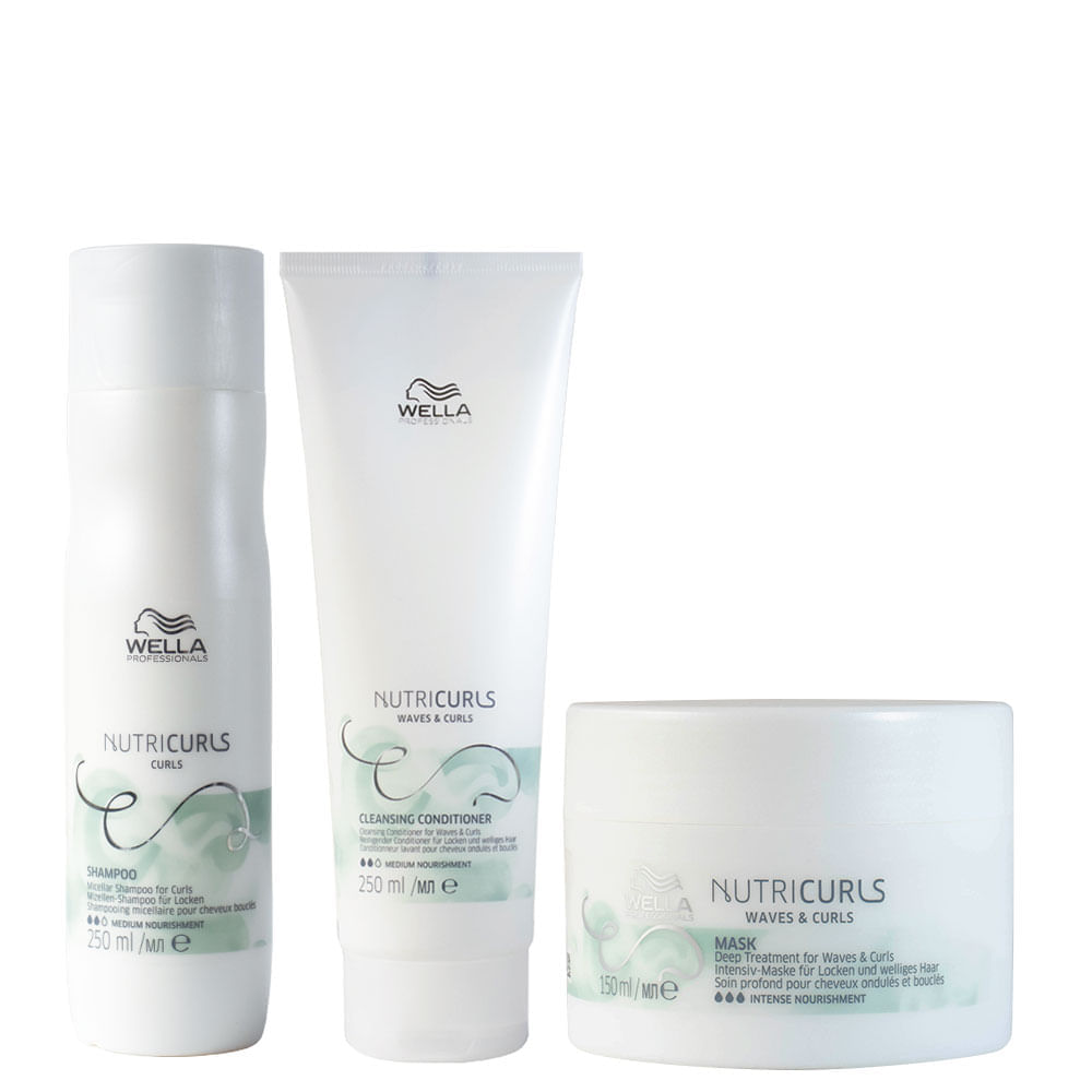 Kit Wella Professionals Nutricurls Shampoo 250 Ml + Condicionador Cowash 250 Ml + Máscara 150 Ml