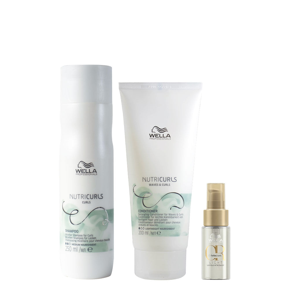 Kit Wella Professionals Nutricurls Shampoo 250 Ml + Condicionador 200 Ml + Óleo Light 30 Ml