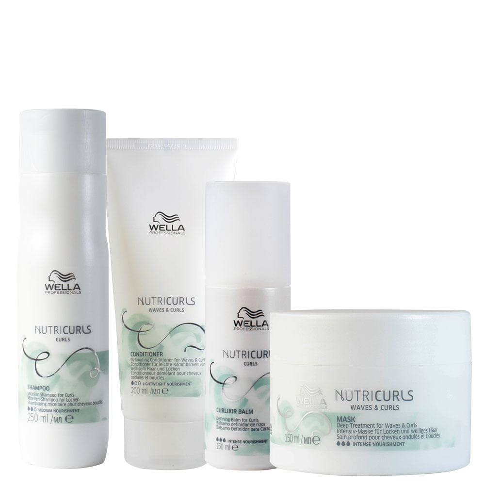 Kit Wella Professionals Nutricurls Shampoo 250 Ml + Condicionador 200 Ml + Máscara 150 Ml + Leavein 150 Ml