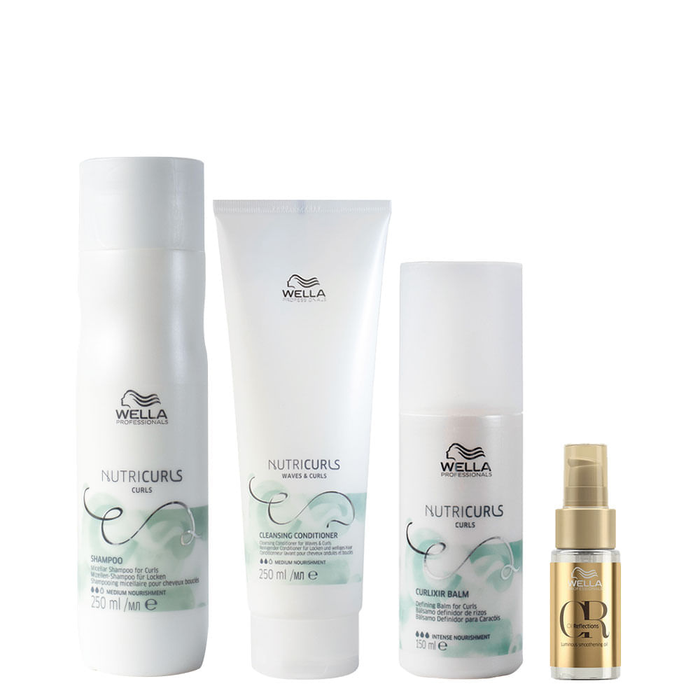 Kit Wella Professionals Nutricurls Shampoo 250 Ml + Condicionador Cowash 250 Ml + Leavein 150 Ml + Óleo 30 Ml