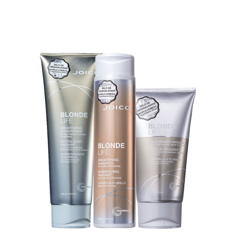 Kit Joico Blonde Life – Shampoo 300 ml + Condicionador 250 ml + Máscara de Brilho 150 ml