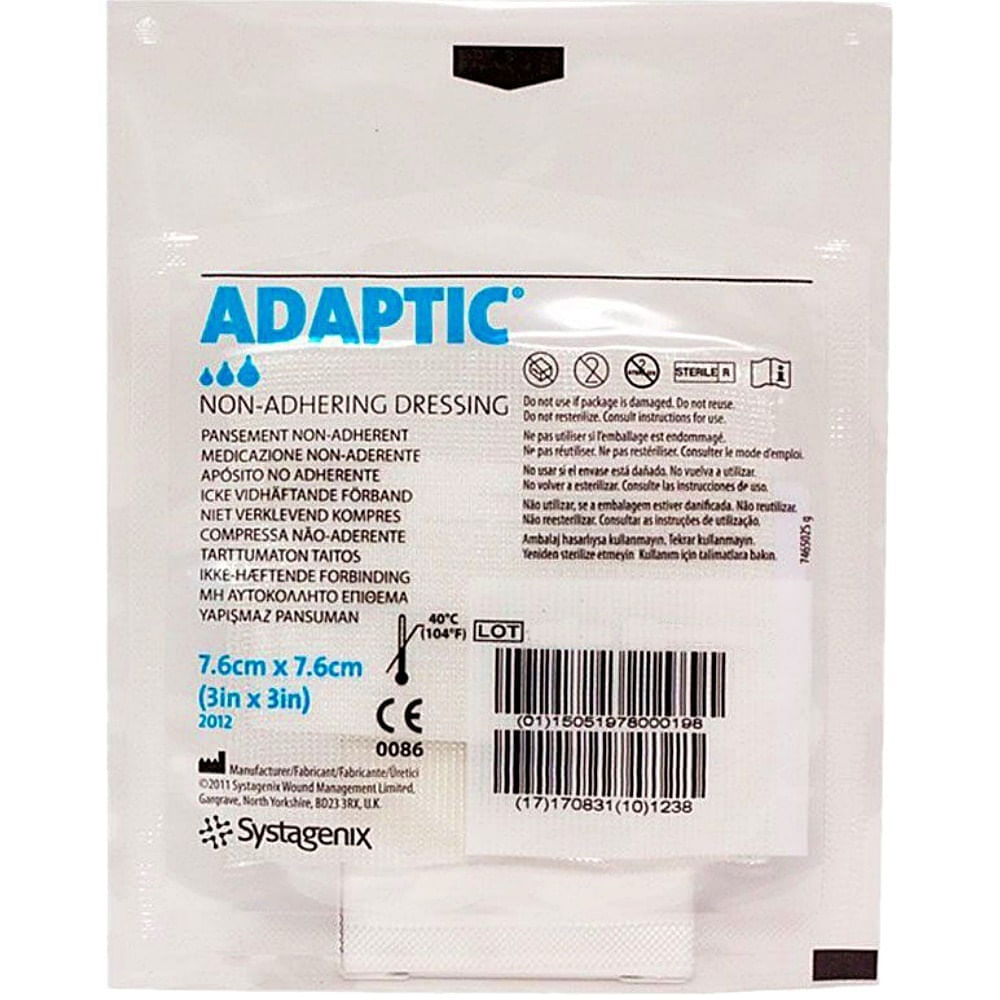 Curativo Adaptic não aderente 7.6x7.6cm ref 2012 unidade Systagenix