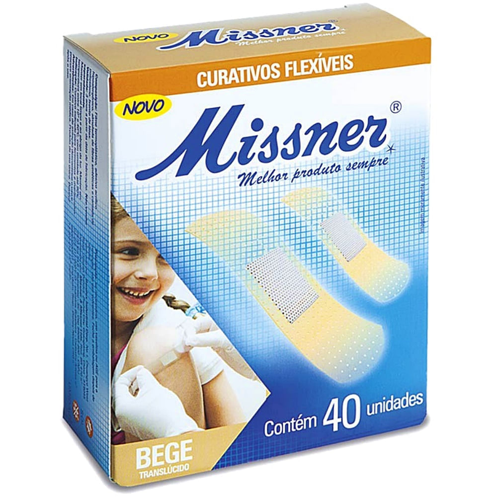 Curativo Flexível Missner Bege Translúcido 19x75mm 40 Unidades Missner